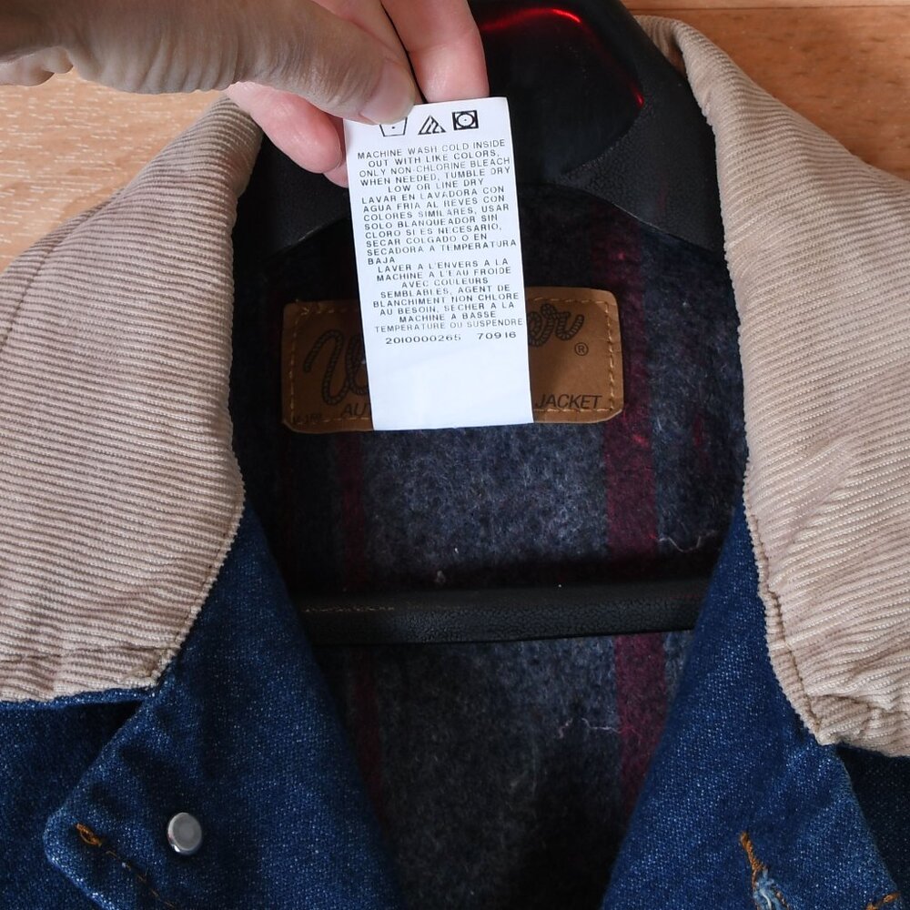 Vintage Wrangler M-159 Denim Western Jacket Mens 44 Blue Dark Wash Blanket Lined - Picture 7 of 7